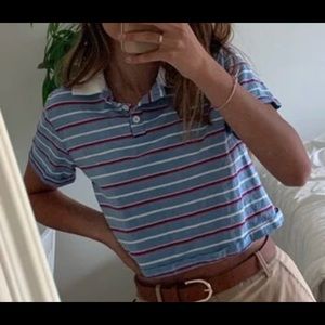 stripped button polo shirt